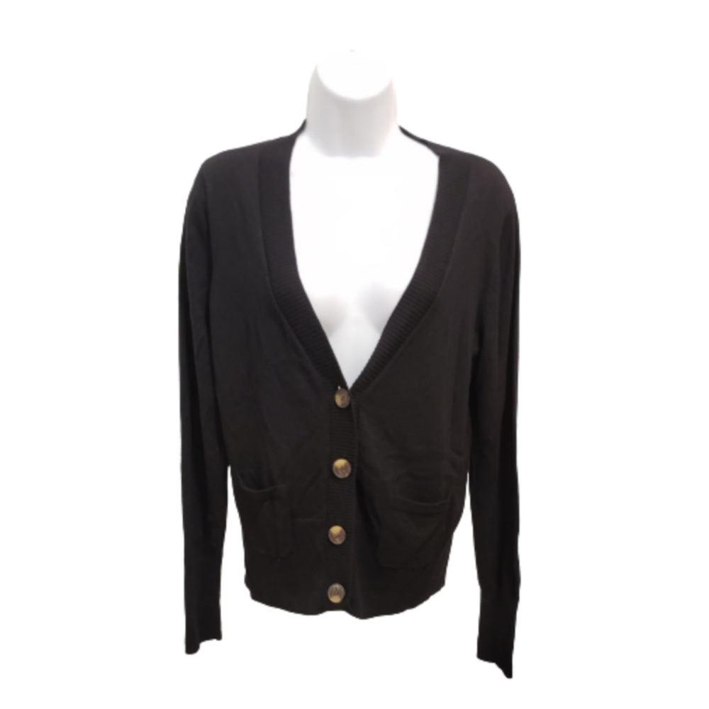 JCP Cashmere Blend Black Button Up Cardigan Sweater Size L